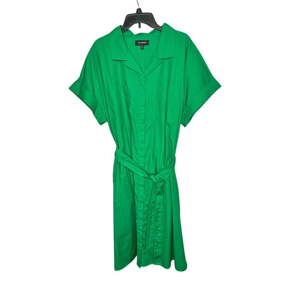Banana Republic Dresses & Skirts - Banana Republic Quiet Luxury Green Tie Waist Midi Cotton Shirtdress Size XXL